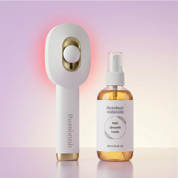 TheraBrush™ es un cepillo 4 en 1 con tecnología integrada de crecimiento capilar.