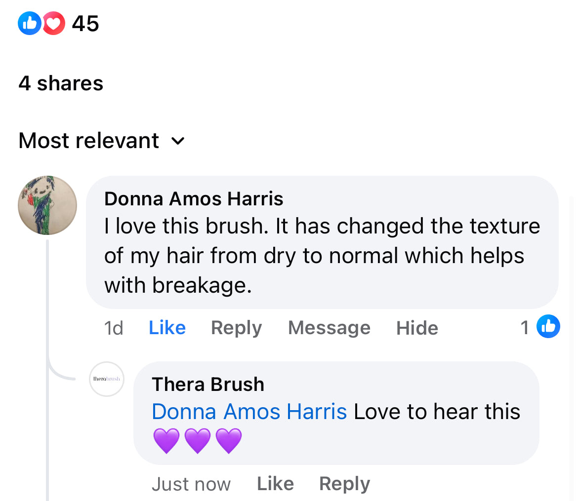 Original Facebook comment from Donna Amos Harris about her hair texture