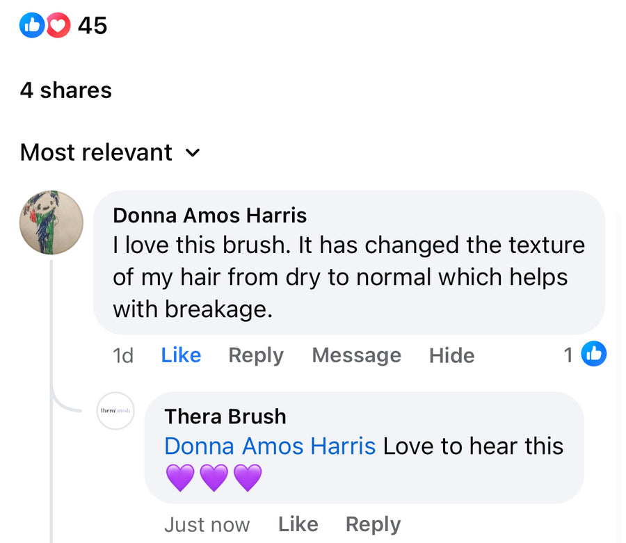 Original Facebook comment from Donna Amos Harris about her hair texture